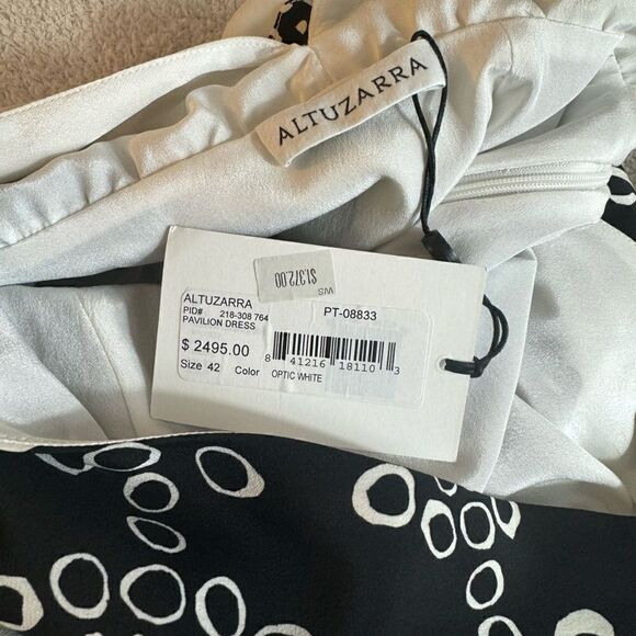 Aquazzura Dress Womens Sz 10 pavilion asymmetrical Silk in optic white & Black - Picture 14 of 16